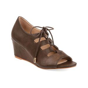 JOURNEE COLLECTION Womens Brown Cut-Out Kortlin Round Toe Wedge Sandals 9 M